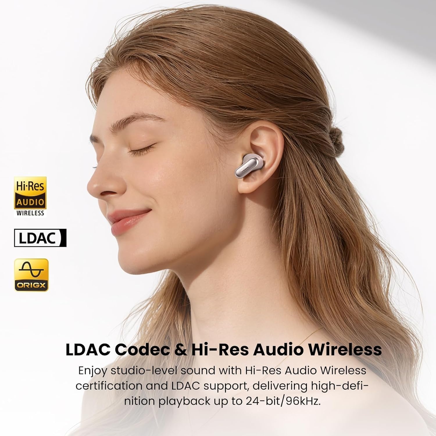 image:imageTOZO NC20 Pro Active Noise Cancelling Wireless Earbuds with Smart Touch Screen LDAC HiRes Audio Stereo Bass 6 Mics AI Call Ear Buds 80H Playtime IPX8 Waterproof 32 EQ via App Wireless ChargingTitanium Pink