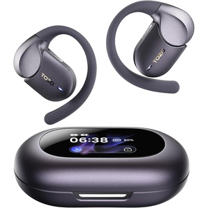 TOZO Open X2 Pro Open Ear Earbuds, AI Smart Wireless Ear Buds with Assistant, Motion/Voice Control, 36H Play Bluetooth 6.0 Headphones with LCD Screen, Dual-Axis Adjustment, Exceptional Sound(Titanium Black)