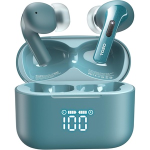 TOZO T20 Wireless Earbuds 97H Playtime, Wireless Charging LED Display Case | 10mm Deep Bass Sound, Dual Mic ENC Clear Calls, IPX8 Waterproof, Bluetooth 5.3, Comfortable Fit Ear Buds For Daily Use(Green)
