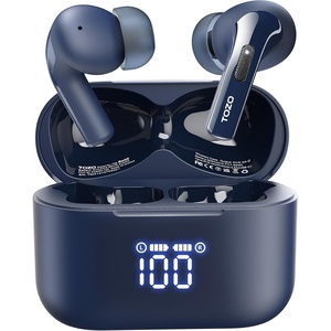 TOZO T20 Wireless Earbuds 97H Playtime, Wireless Charging LED Display Case | 10mm Deep Bass Sound, Dual Mic ENC Clear Calls, IPX8 Waterproof, Bluetooth 5.3, Comfortable Fit Ear Buds For Daily Use(Blue)