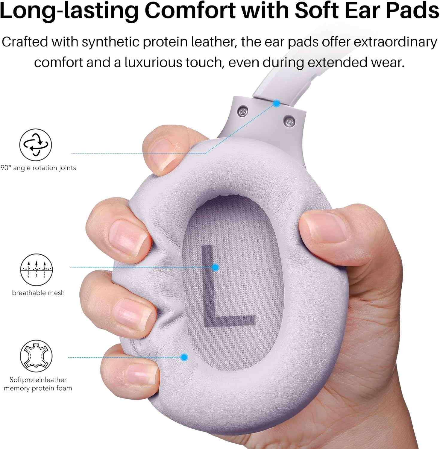 image:imageTOZO HT3 Hybrid Noise Cancelling Wireless Headphones 90H Over Ear Headset Hi Res Audio AI Voice Assistant Dual Device Connection 32 Custom EQs Built In 5 Mics ANC Foldable Bluetooth 60Purple