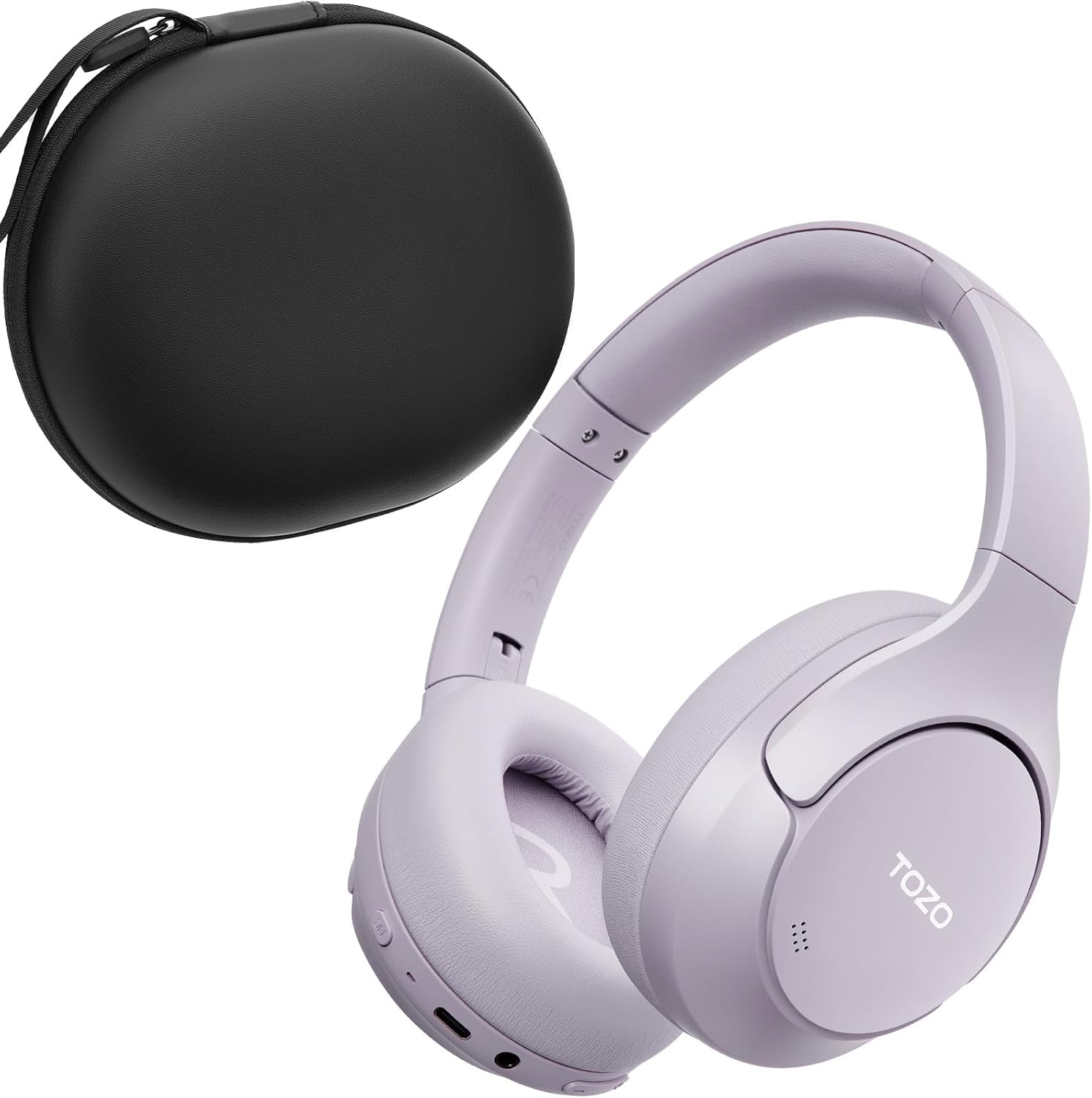 image:imageTOZO HT3 Hybrid Noise Cancelling Wireless Headphones 90H Over Ear Headset Hi Res Audio AI Voice Assistant Dual Device Connection 32 Custom EQs Built In 5 Mics ANC Foldable Bluetooth 60Purple