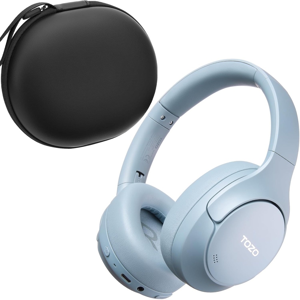 image:imageTOZO HT3 Hybrid Noise Cancelling Wireless Headphones 90H Over Ear Headset  Hi Res Audio AI Voice Assistant Dual Device Connection 32 Custom EQs Built In 5 Mics ANC Foldable Bluetooth 60Blue