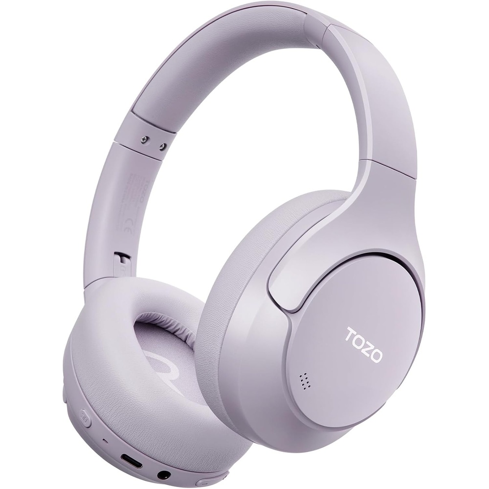 image:imageTOZO HT3 Hybrid Noise Cancelling Wireless Headphones 90H Over Ear Headset Hi Res Audio AI Voice Assistant Dual Device Connection 32 Custom EQs Built In 5 Mics ANC Foldable Bluetooth 60Light Purple