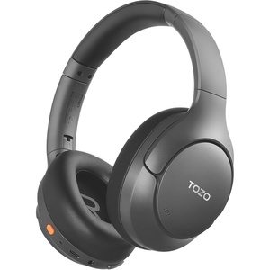 TOZO HT3 Hybrid Noise Cancelling Wireless Headphones, 90H Over Ear Headset | Hi Res Audio, AI Voice Assistant, Dual Device Connection, 32 Custom EQs, Built In 5 Mics, ANC, Foldable, Bluetooth 6.0(Gray)