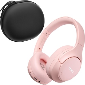TOZO HT3 Hybrid Noise Cancelling Wireless Headphones, 90H Over Ear Headset | Hi Res Audio, AI Voice Assistant, Dual Device Connection, 32 Custom EQs, Built In 5 Mics, ANC, Foldable, Bluetooth 6.0(Pink)