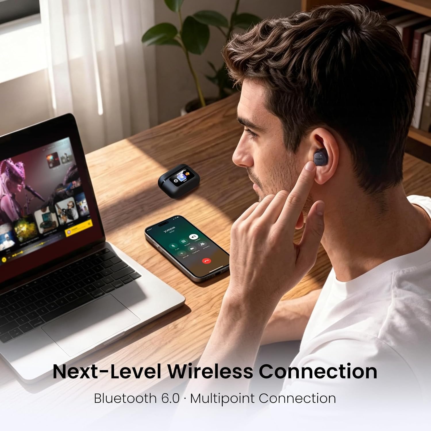 image:imageTOZO NC9 Pro Active Noise Cancelling Wireless Earbuds LDAC HiRes AudioBlack